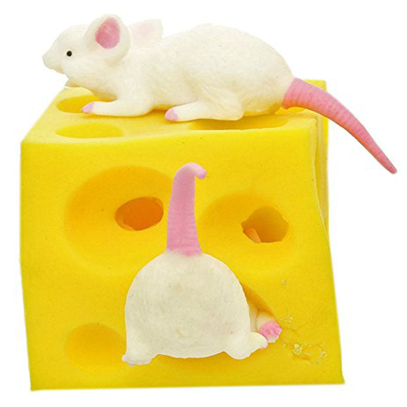 Mouse and Cheese Toy Sloth Hide and Seek Stress Relief Toy 2 Squishable Figures And Cheese Block Stressbusting Fidget Toys