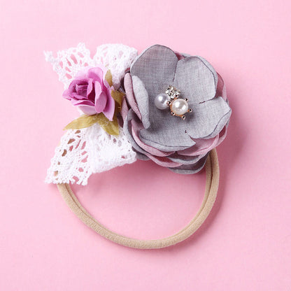 BalleenShiny Fashion Florals Headband Newborn Baby Elastic Princess Hairbands Child Kids Pearl Fresh Style Cute Headwear Gifts