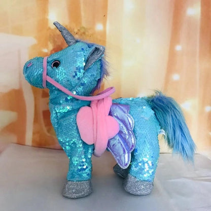 35cm Electric Walking Unicorn Plush Toy Stuffed Animal Toy Electronic Music Unicorn Toy for Children Christmas Gifts