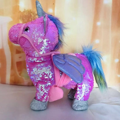 35cm Electric Walking Unicorn Plush Toy Stuffed Animal Toy Electronic Music Unicorn Toy for Children Christmas Gifts