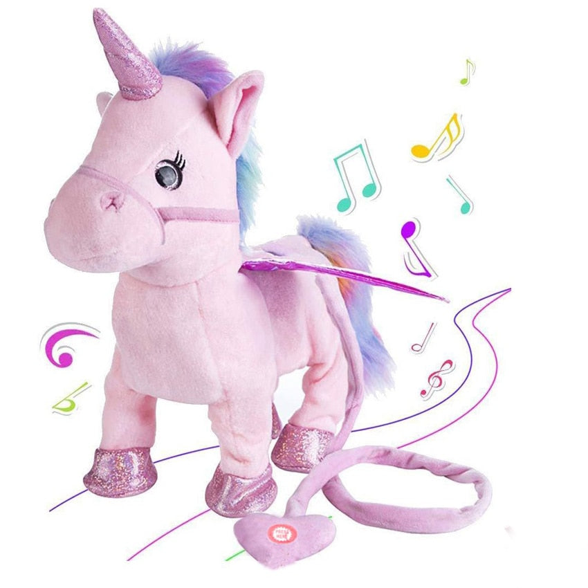 35cm Electric Walking Unicorn Plush Toy Stuffed Animal Toy Electronic Music Unicorn Toy for Children Christmas Gifts