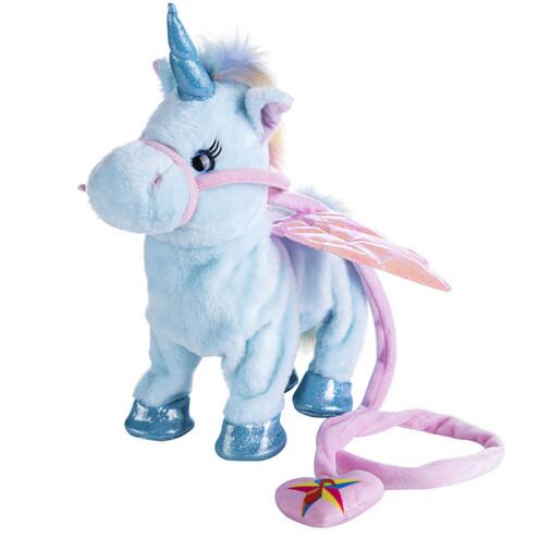 35cm Electric Walking Unicorn Plush Toy Stuffed Animal Toy Electronic Music Unicorn Toy for Children Christmas Gifts