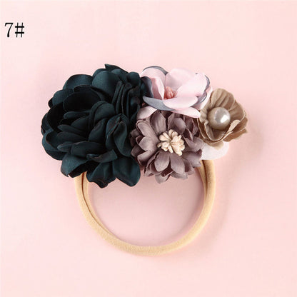 BalleenShiny Fashion Florals Headband Newborn Baby Elastic Princess Hairbands Child Kids Pearl Fresh Style Cute Headwear Gifts